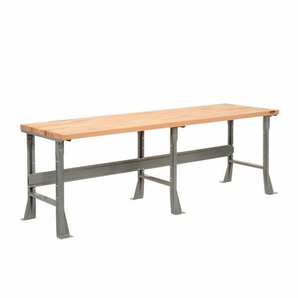 Global Industrial Extra Long Workbench, 96 x 36in, Flared Leg, Maple Butcher Block Square Edge 183436